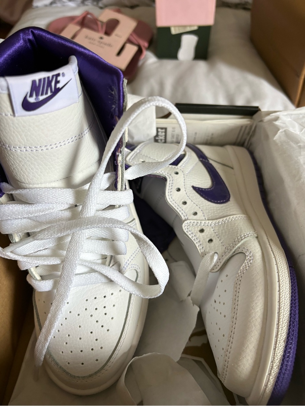 Nike White and Purple High-Top Sneakers Nike youth 2.5